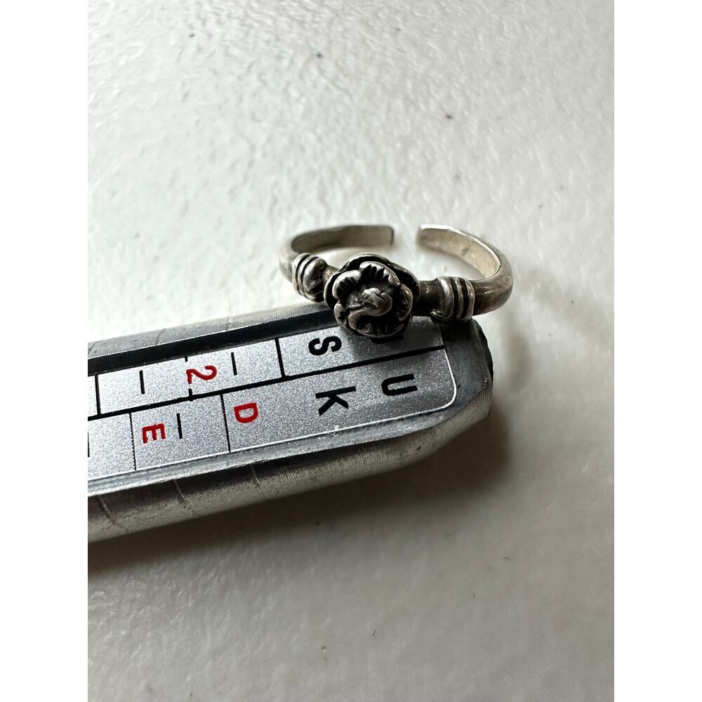 Vintage Solid 925 Sterling Silver Rose Flower Toe Ring Adjustable Size 2.5